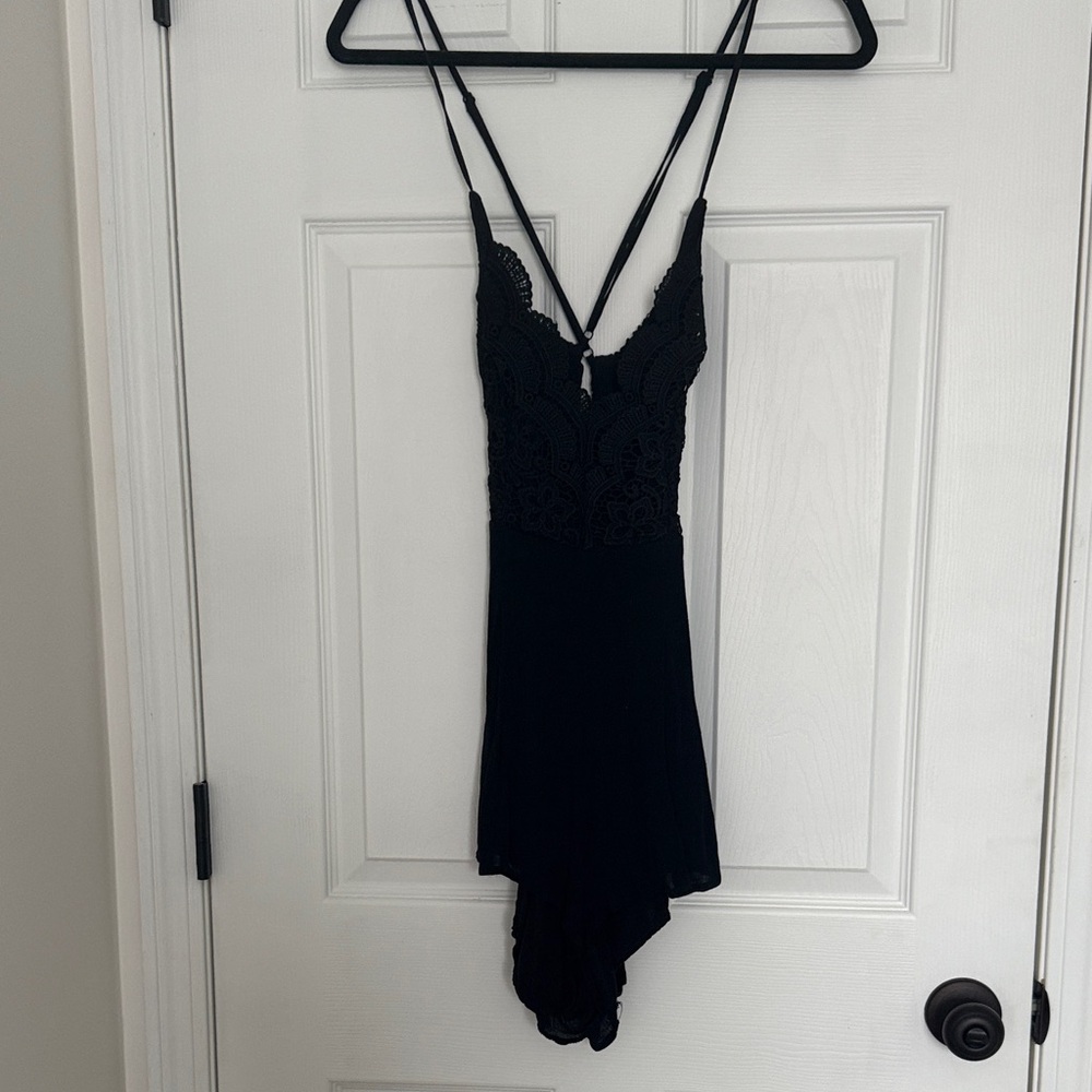 Black Lace Strappy Bodysuit